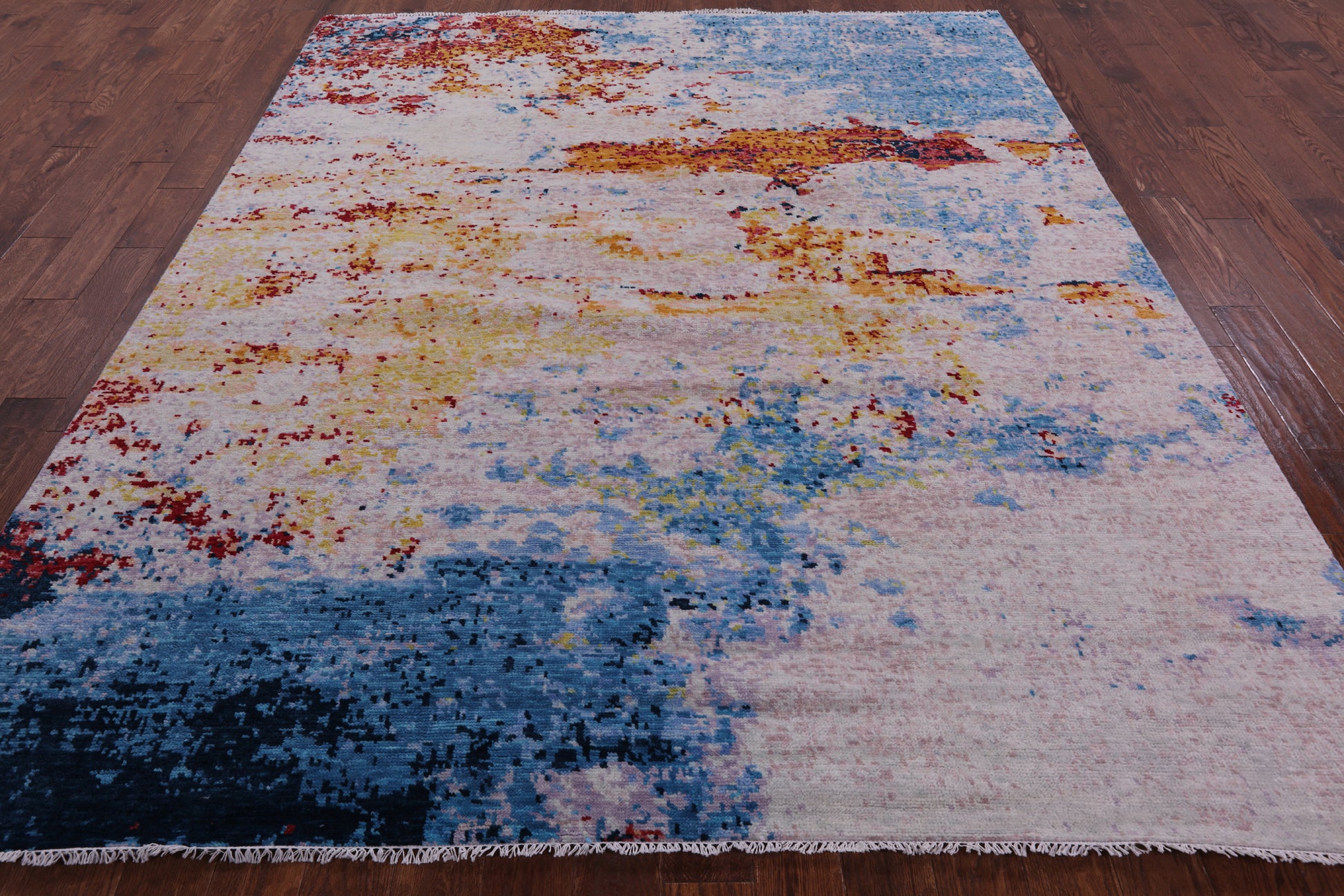 Abstract Contemporary Hand Knotted Wool Rug - 8' 0" X 9' 8" - Golden Nile