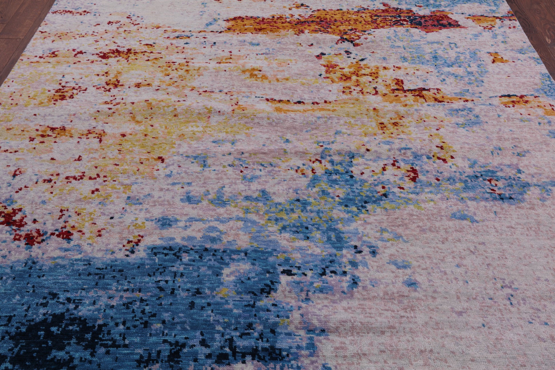 Abstract Contemporary Hand Knotted Wool Rug - 8' 0" X 9' 8" - Golden Nile