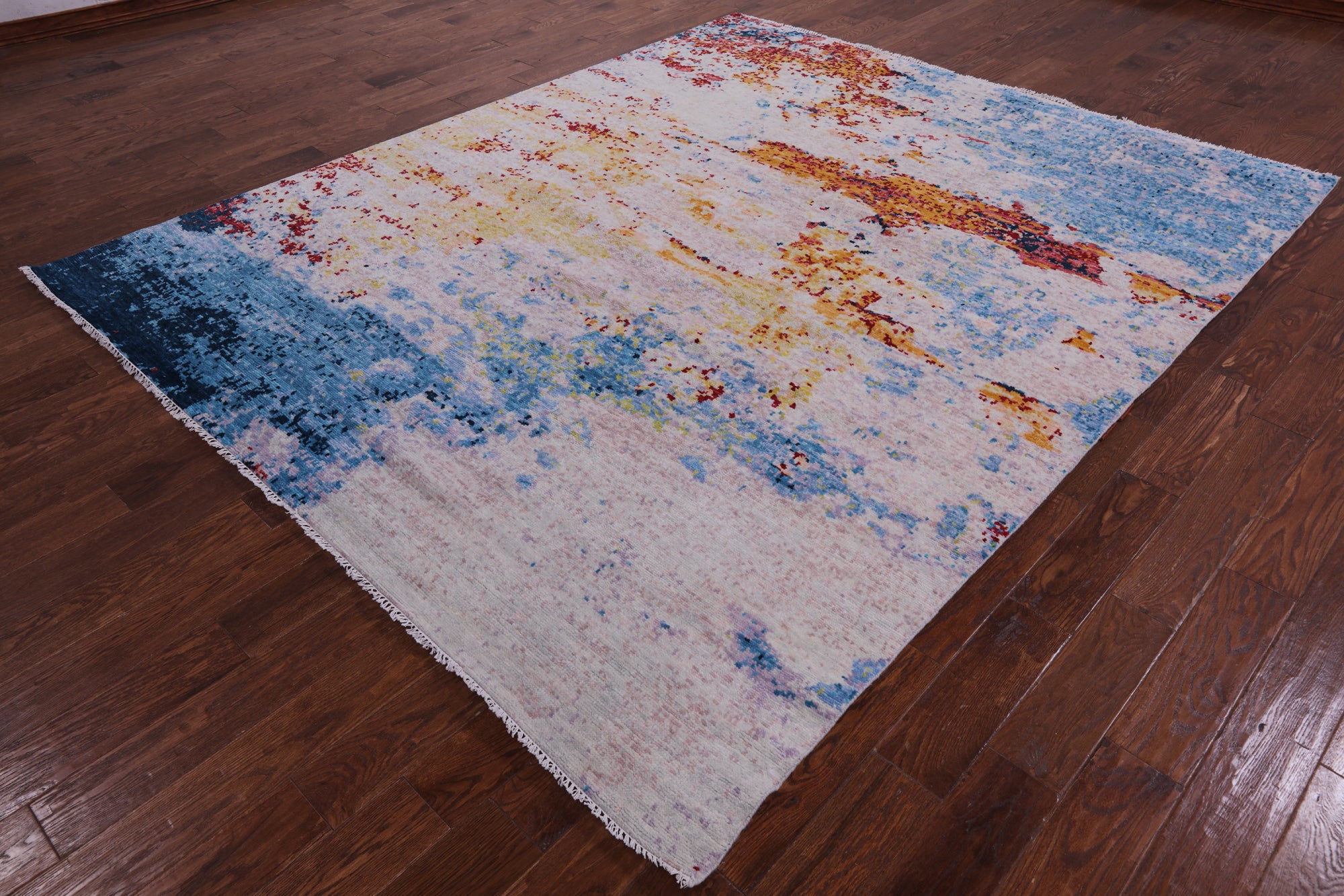 Abstract Contemporary Hand Knotted Wool Rug - 8' 0" X 9' 8" - Golden Nile