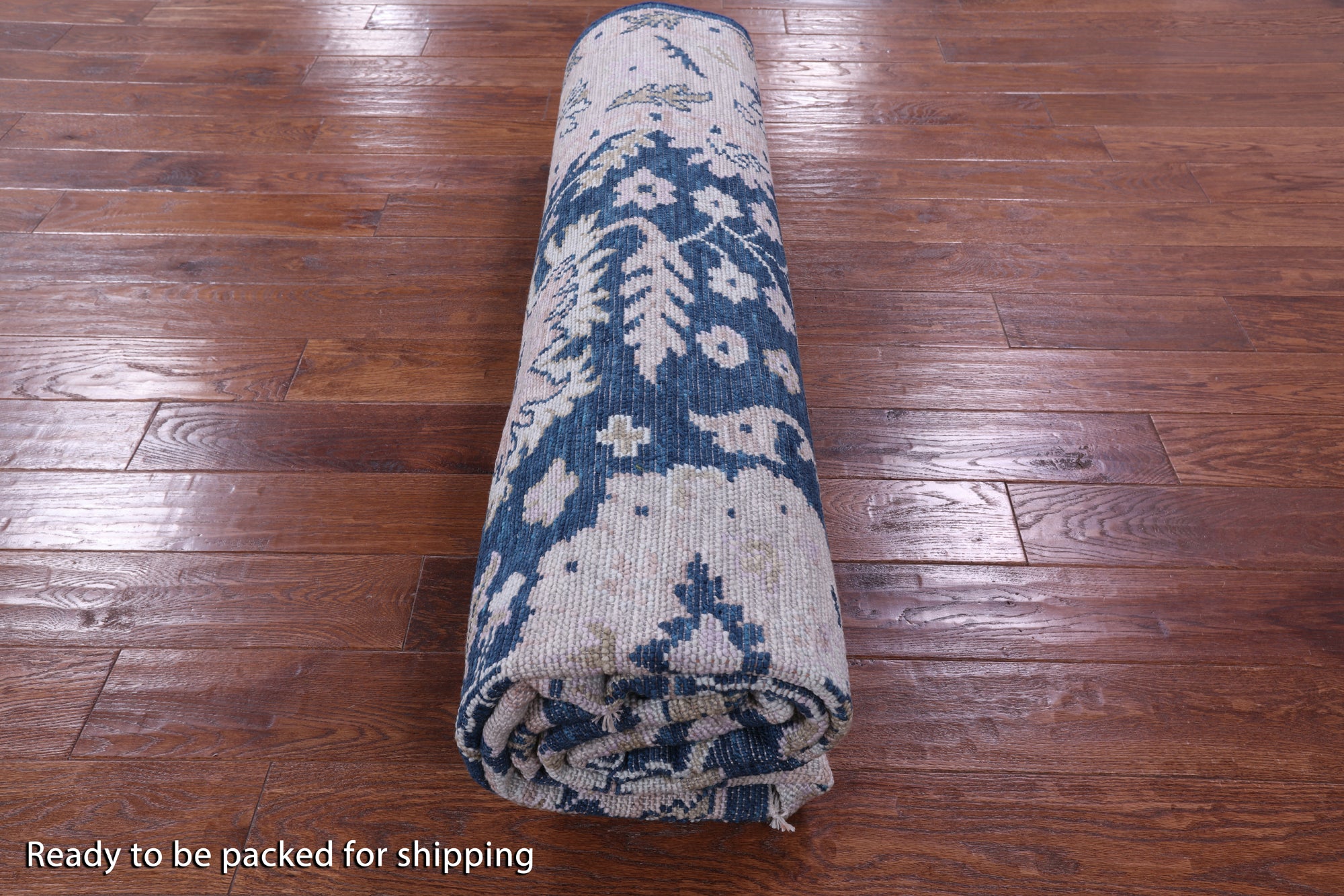 Blue Turkish Oushak Handmade Wool Rug - 8' 2" X 10' 0" - Golden Nile