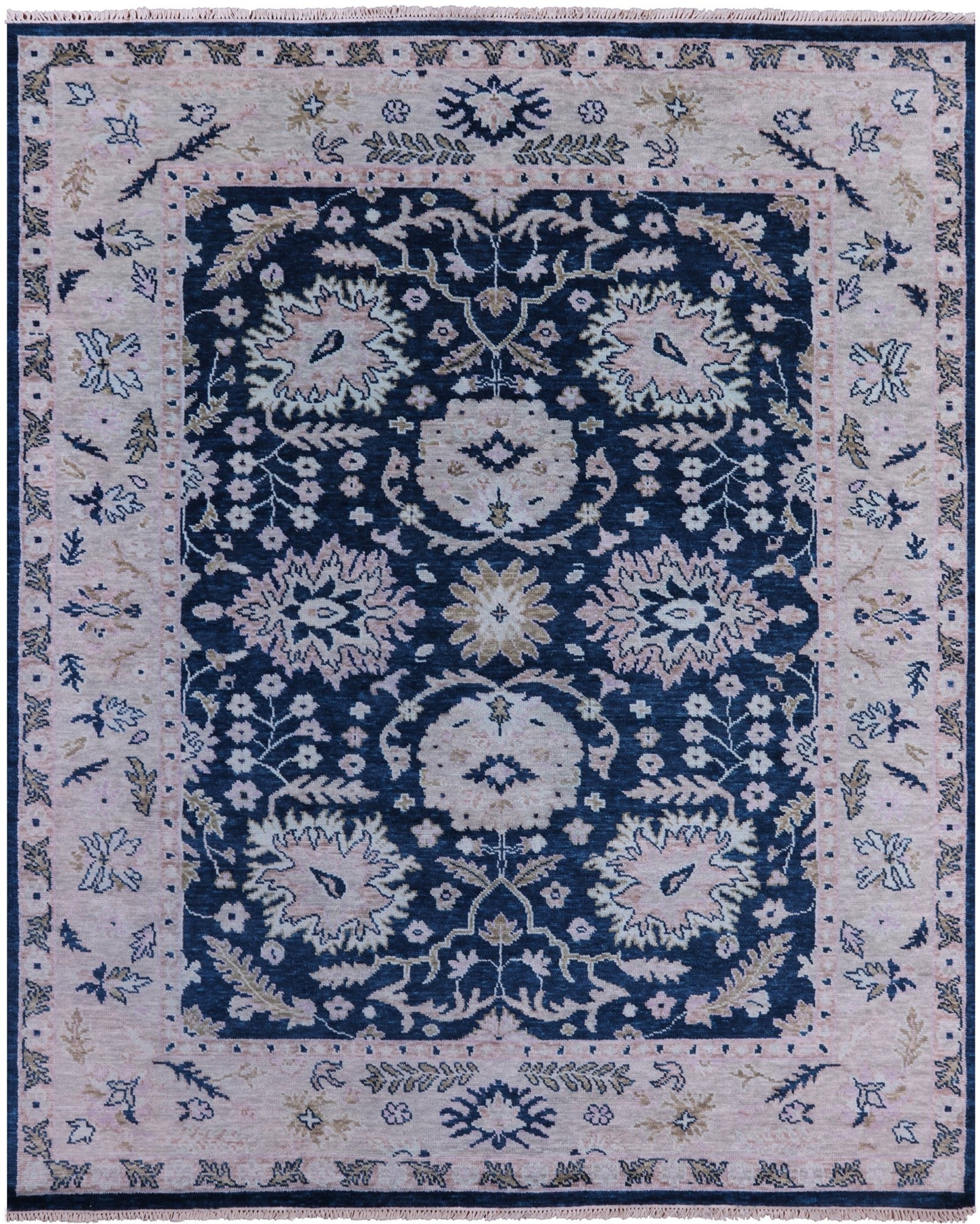Blue Turkish Oushak Handmade Wool Rug - 8' 2" X 10' 0" - Golden Nile