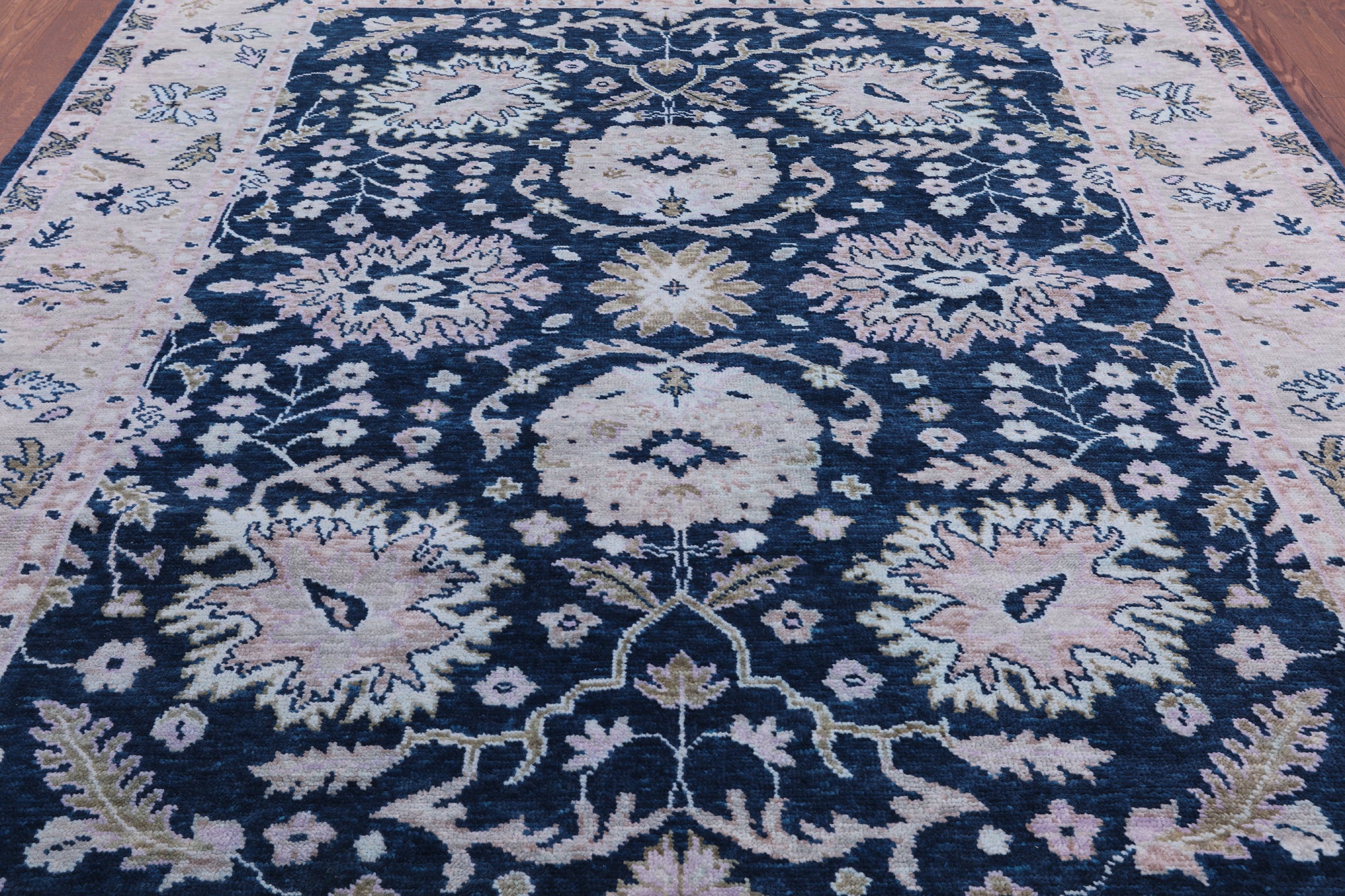 Blue Turkish Oushak Handmade Wool Rug - 8' 2" X 10' 0" - Golden Nile