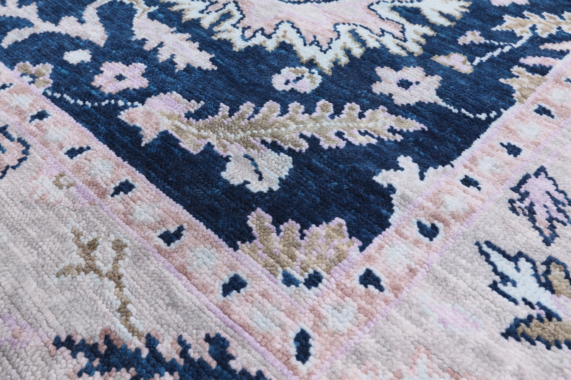 Blue Turkish Oushak Handmade Wool Rug - 8' 2" X 10' 0" - Golden Nile