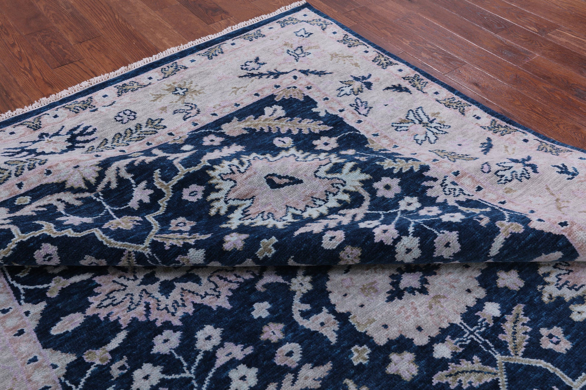 Blue Turkish Oushak Handmade Wool Rug - 8' 2" X 10' 0" - Golden Nile