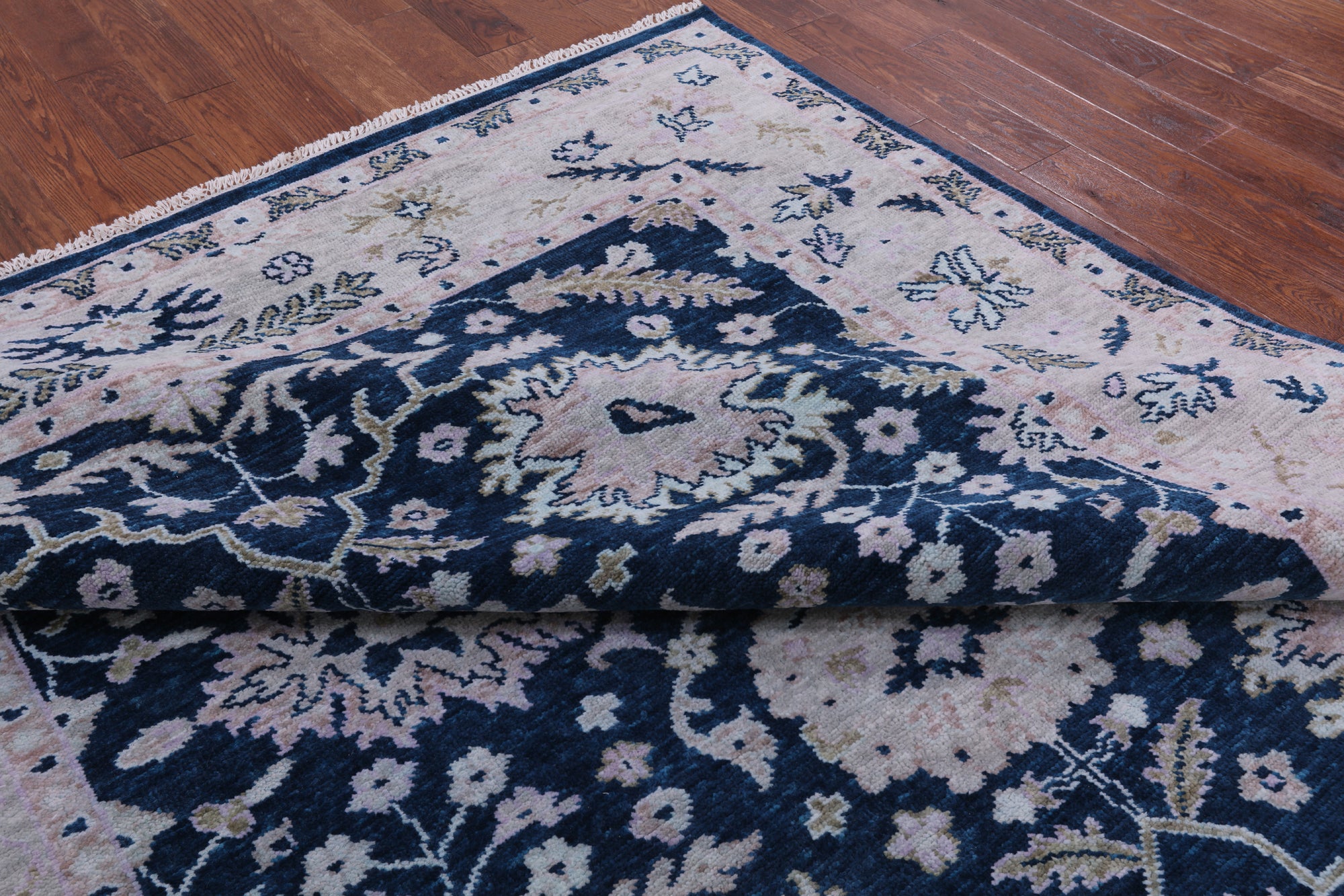 Blue Turkish Oushak Handmade Wool Rug - 8' 2" X 10' 0" - Golden Nile
