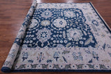 Blue Turkish Oushak Handmade Wool Rug - 8' 2" X 10' 0" - Golden Nile