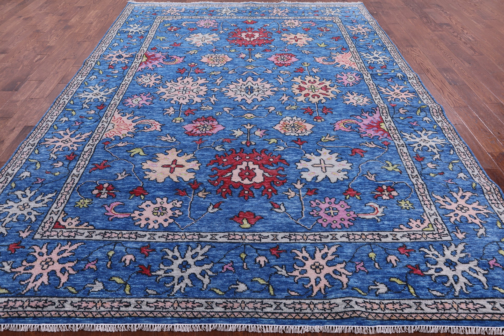Blue Turkish Oushak Handmade Wool Rug - 9' 1" X 12' 2" - Golden Nile