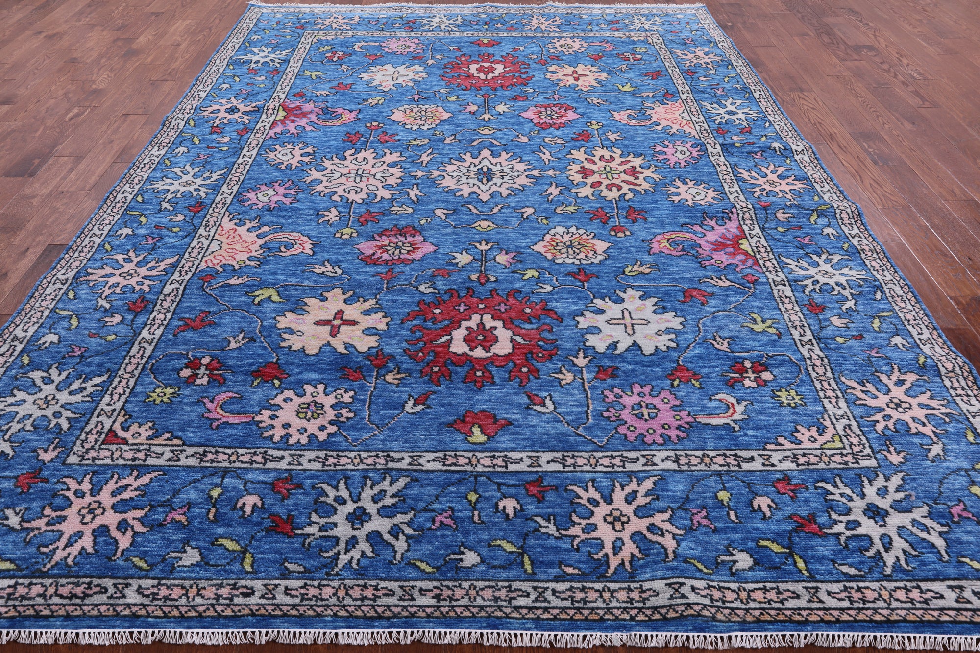 Blue Turkish Oushak Handmade Wool Rug - 9' 1" X 12' 2" - Golden Nile