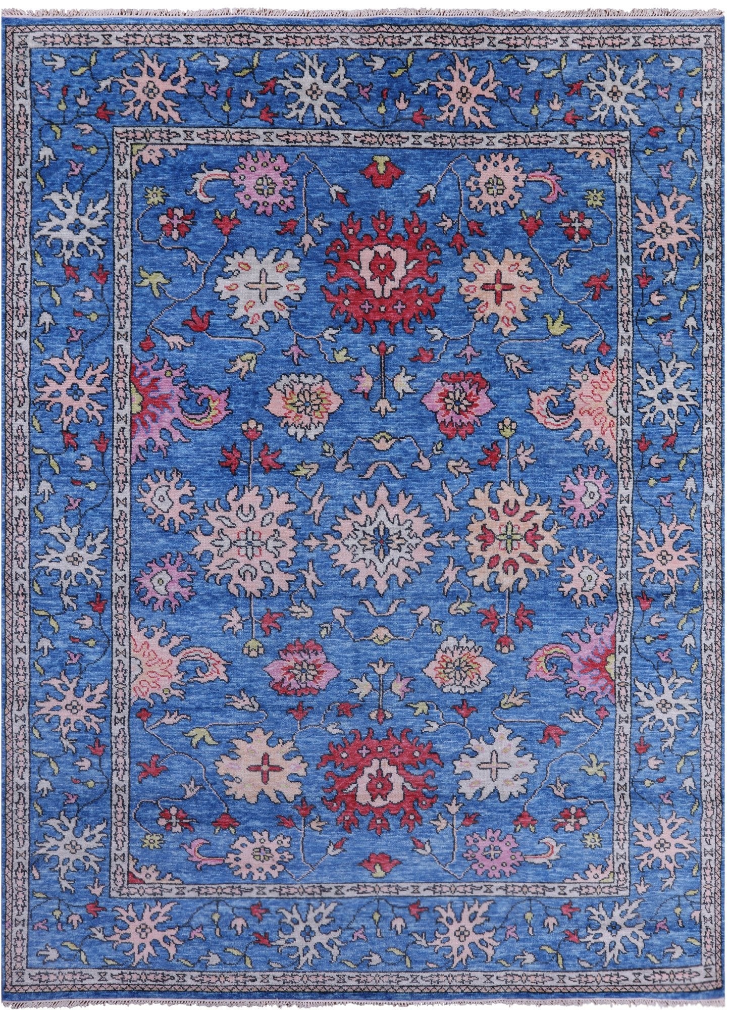 Blue Turkish Oushak Handmade Wool Rug - 9' 1" X 12' 2" - Golden Nile