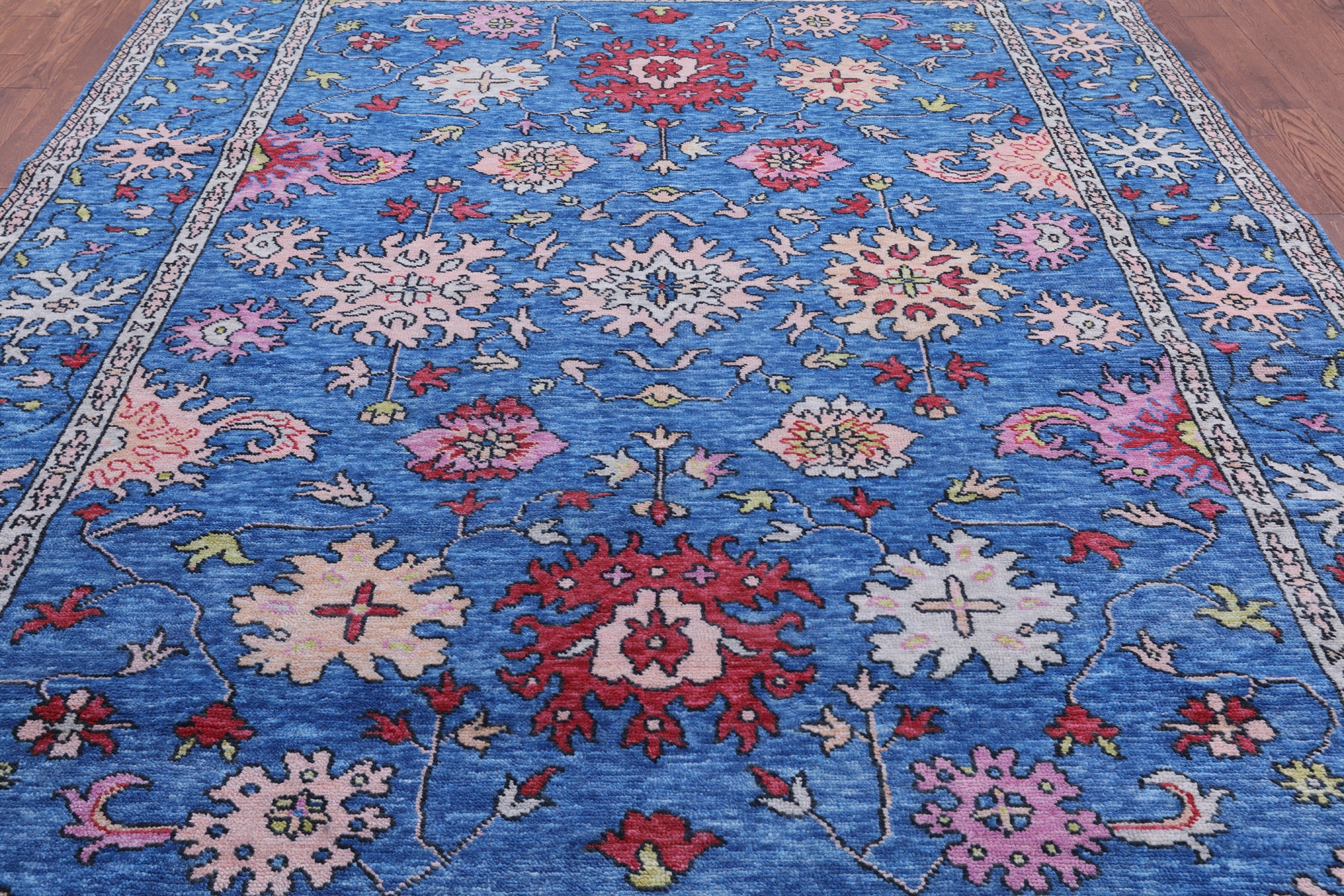 Blue Turkish Oushak Handmade Wool Rug - 9' 1" X 12' 2" - Golden Nile