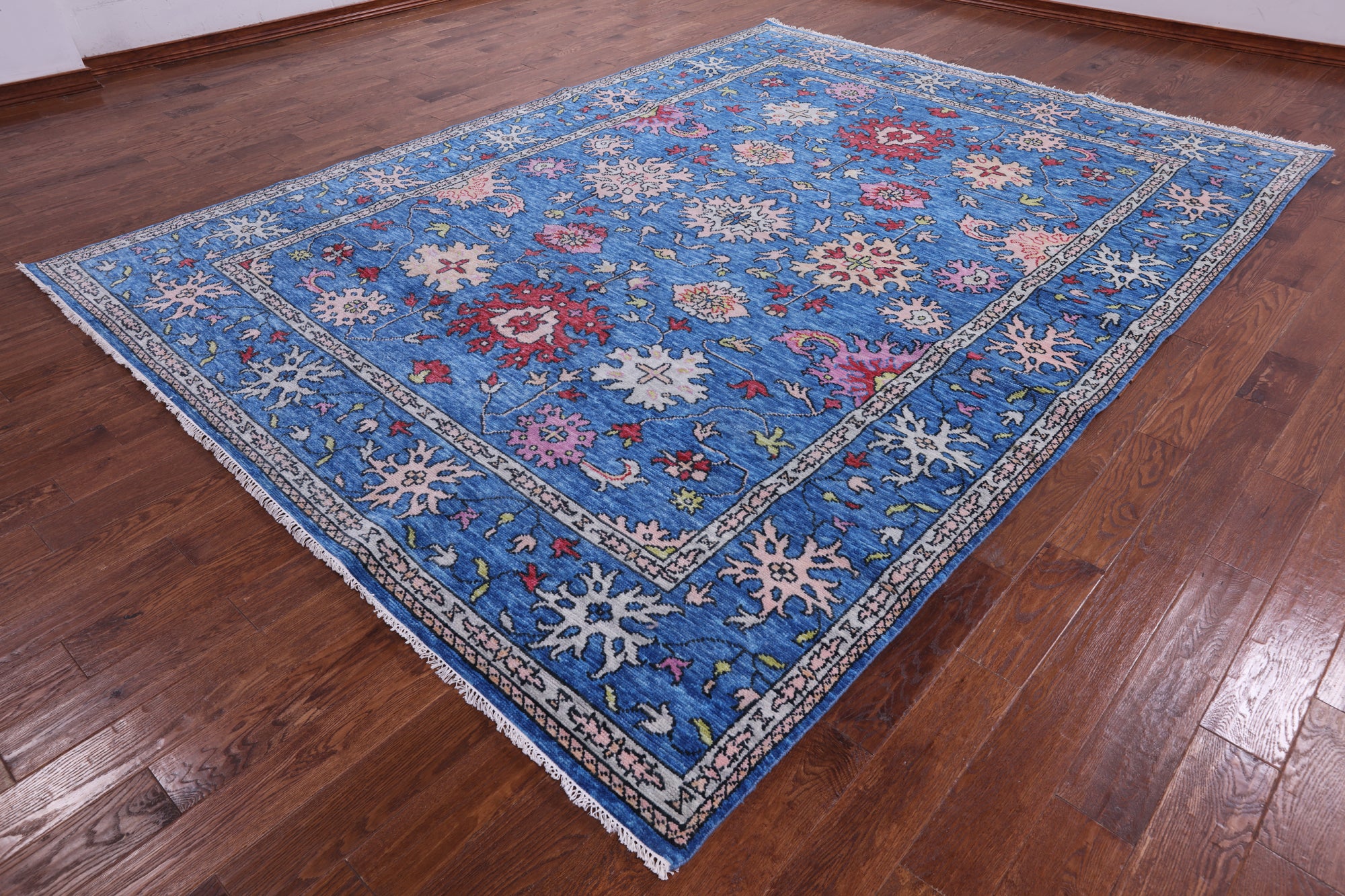 Blue Turkish Oushak Handmade Wool Rug - 9' 1" X 12' 2" - Golden Nile