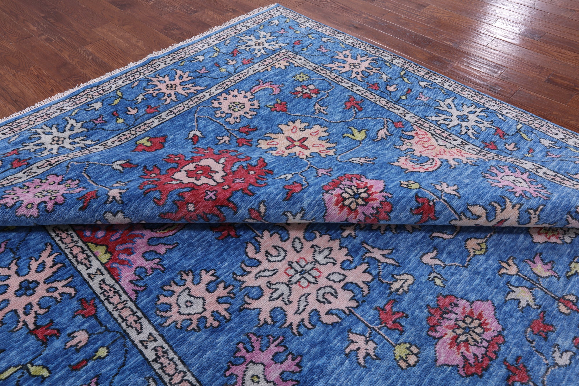 Blue Turkish Oushak Handmade Wool Rug - 9' 1" X 12' 2" - Golden Nile