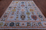 Blue Turkish Oushak Hand Knotted Wool Rug - 9' 1" X 12' 0" - Golden Nile