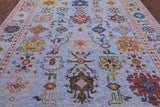 Blue Turkish Oushak Hand Knotted Wool Rug - 9' 1" X 12' 0" - Golden Nile
