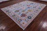 Blue Turkish Oushak Hand Knotted Wool Rug - 9' 1" X 12' 0" - Golden Nile