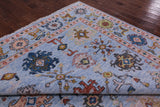Blue Turkish Oushak Hand Knotted Wool Rug - 9' 1" X 12' 0" - Golden Nile