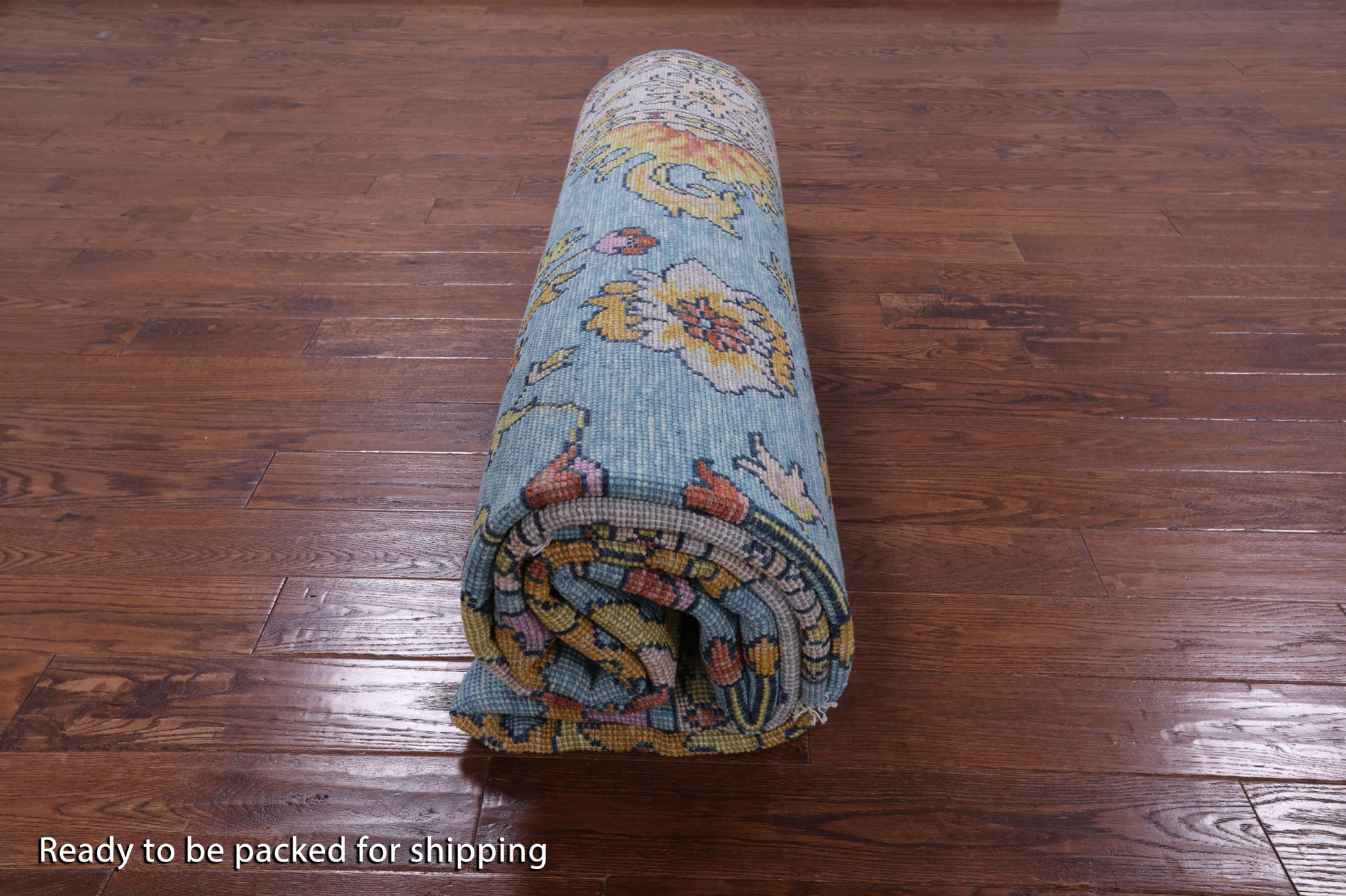 Blue Turkish Oushak Hand Knotted Wool Rug - 8' 10" X 12' 5" - Golden Nile