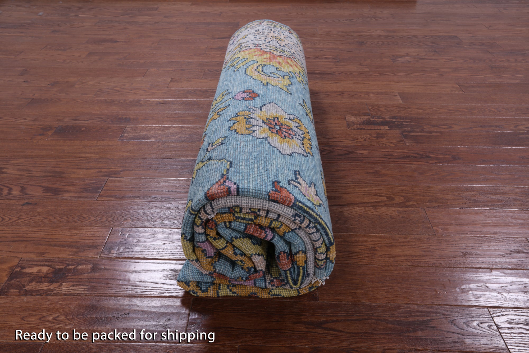 Blue Turkish Oushak Hand Knotted Wool Rug - 8' 10" X 12' 5" - Golden Nile