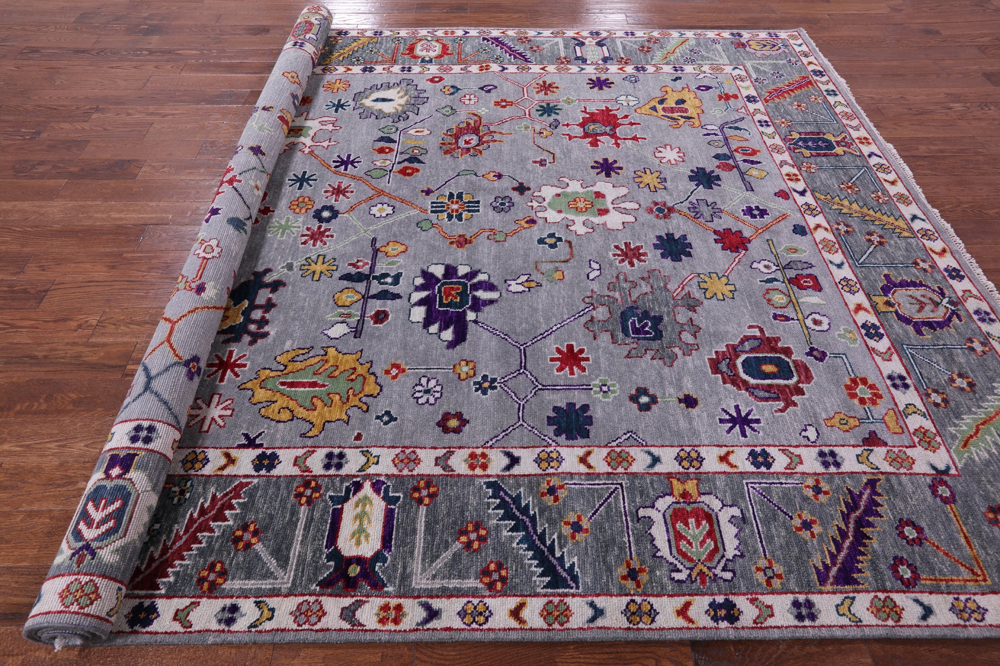 Grey Turkish Oushak Handmade Wool Rug - 9' 2" X 12' 0" - Golden Nile
