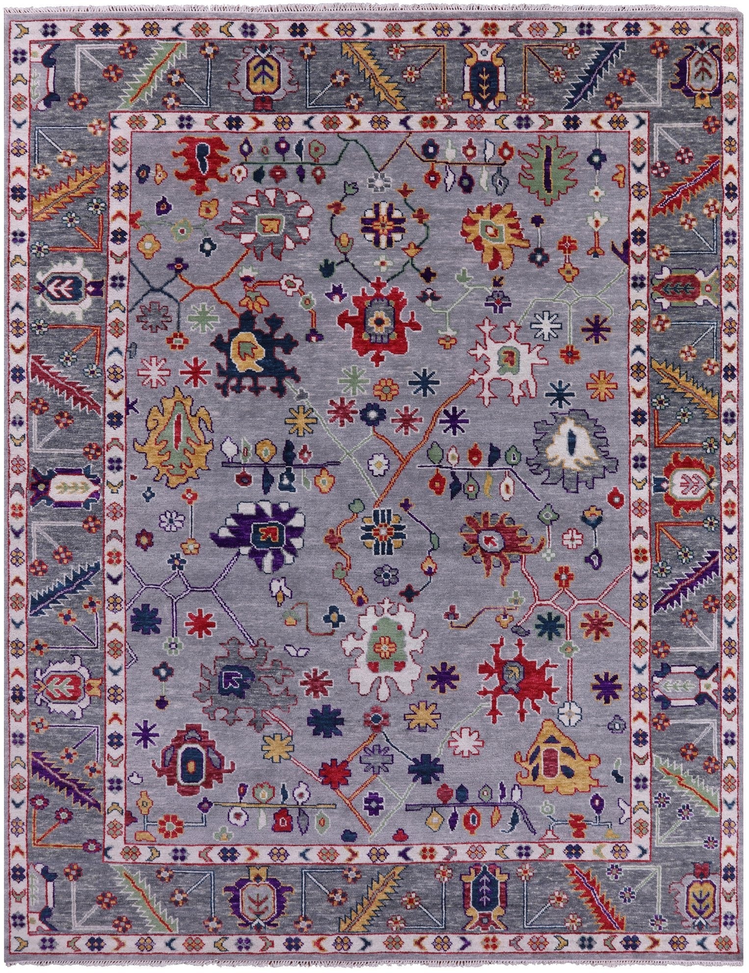 Grey Turkish Oushak Handmade Wool Rug - 9' 2" X 12' 0" - Golden Nile