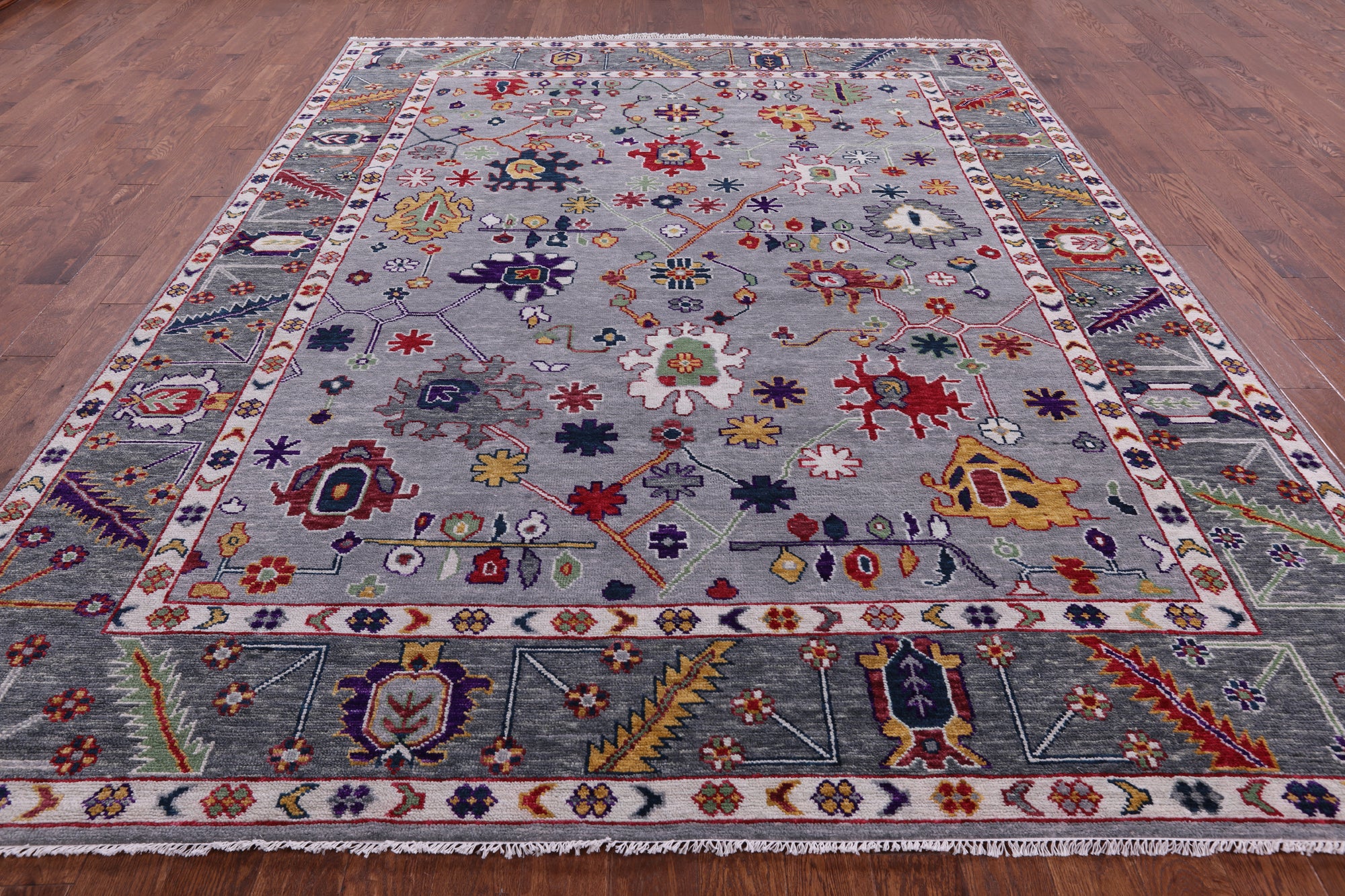Grey Turkish Oushak Handmade Wool Rug - 9' 2" X 12' 0" - Golden Nile
