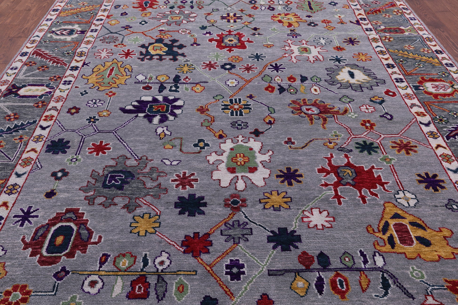 Grey Turkish Oushak Handmade Wool Rug - 9' 2" X 12' 0" - Golden Nile