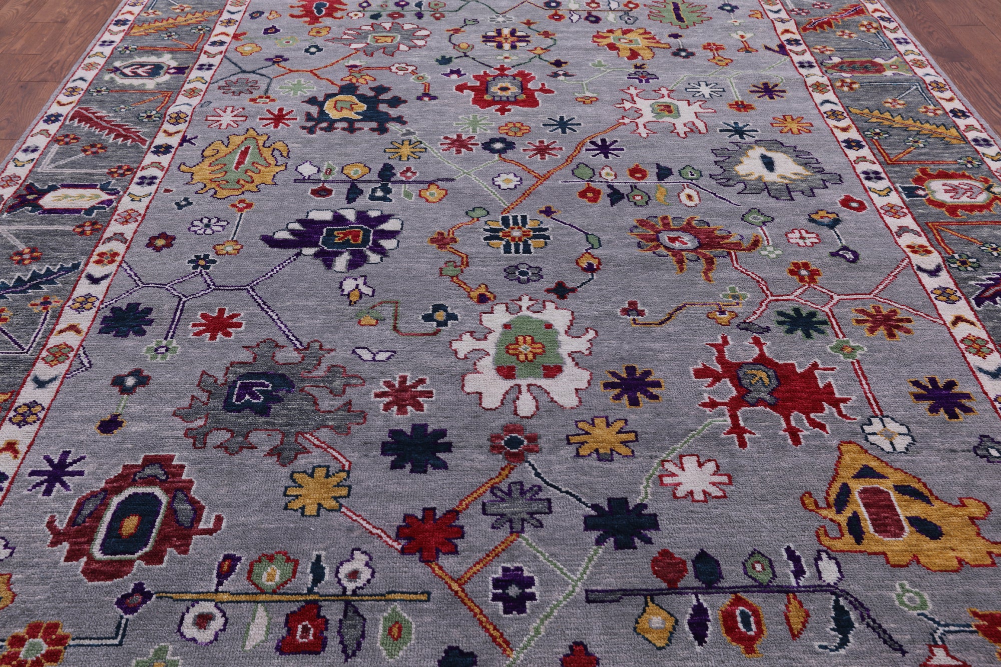 Grey Turkish Oushak Handmade Wool Rug - 9' 2" X 12' 0" - Golden Nile