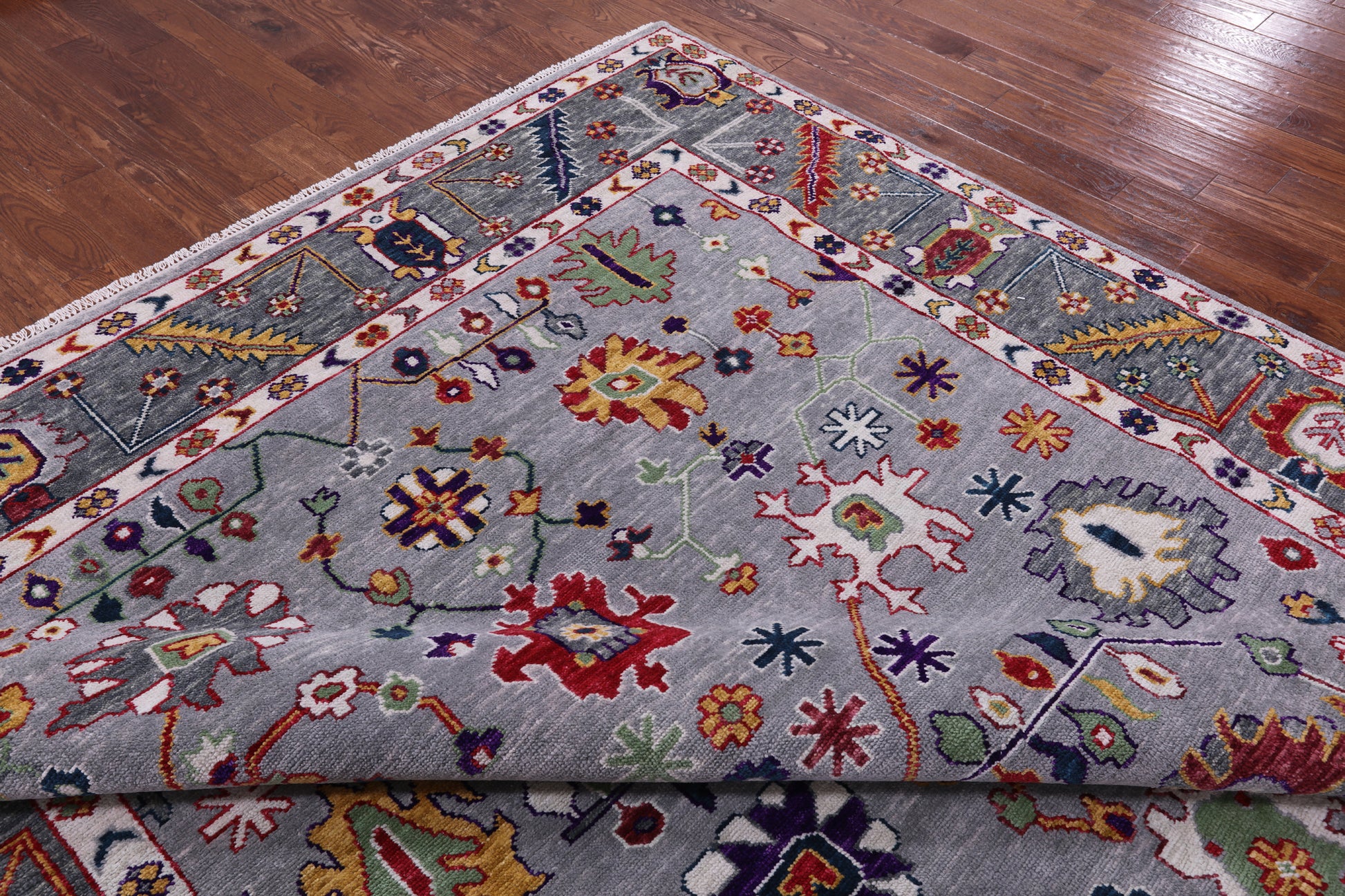 Grey Turkish Oushak Handmade Wool Rug - 9' 2" X 12' 0" - Golden Nile