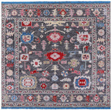 Grey Square Turkish Oushak Hand Knotted Wool Rug - 7' 10" X 8' 4" - Golden Nile