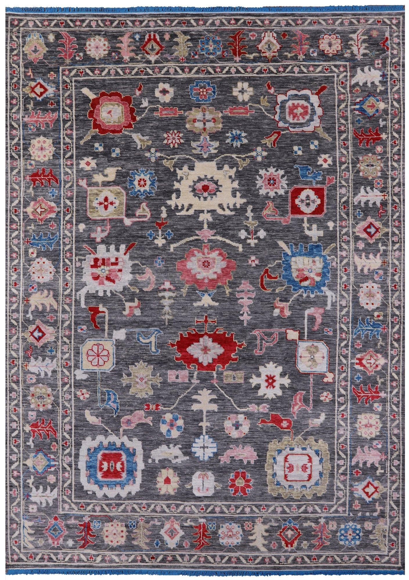 Grey Turkish Oushak Hand Knotted Wool Rug - 9' 1" X 12' 5" - Golden Nile