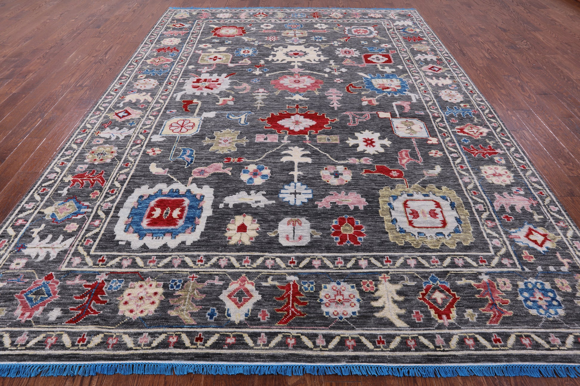 Grey Turkish Oushak Hand Knotted Wool Rug - 9' 1" X 12' 5" - Golden Nile