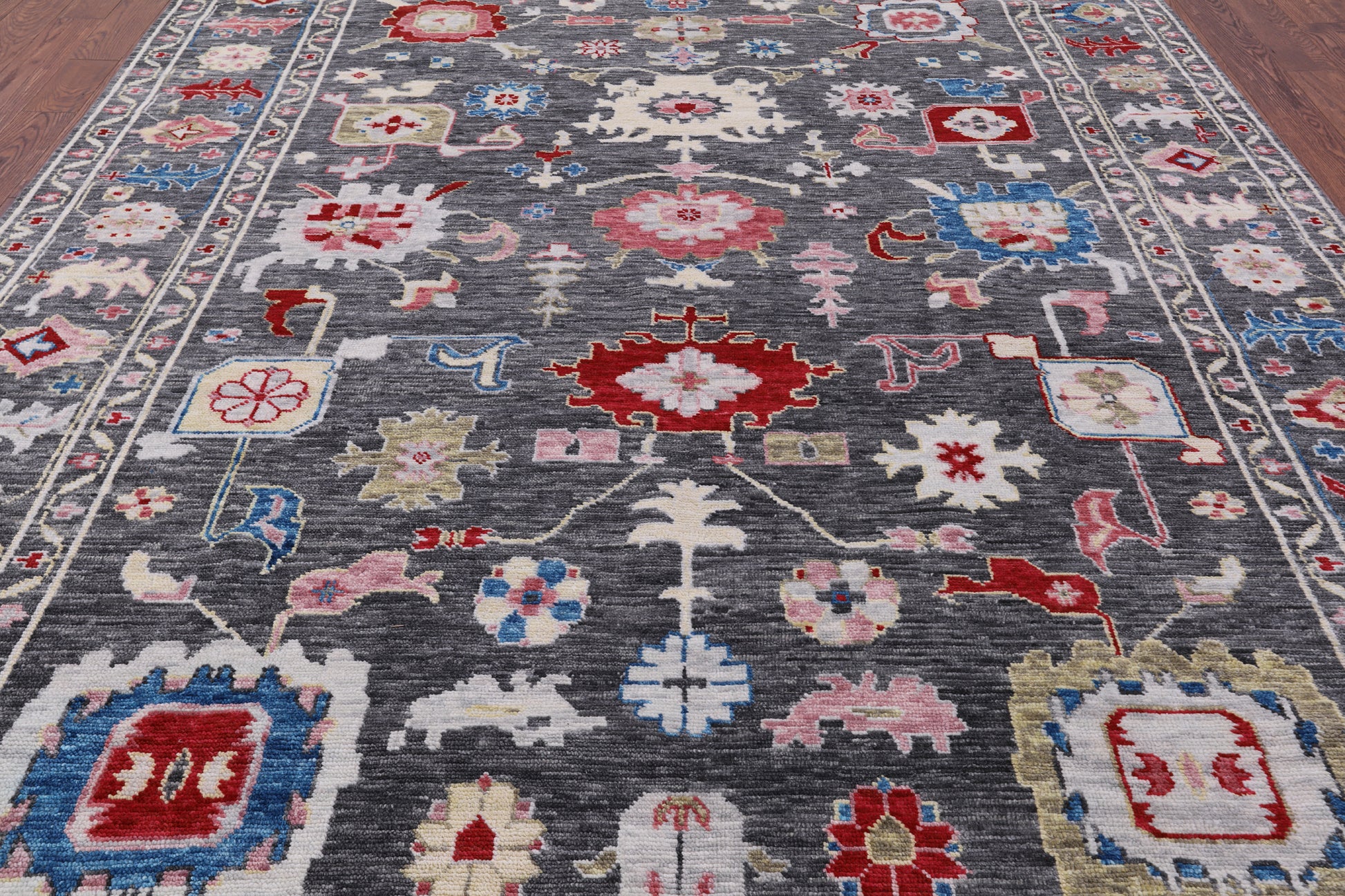 Grey Turkish Oushak Hand Knotted Wool Rug - 9' 1" X 12' 5" - Golden Nile