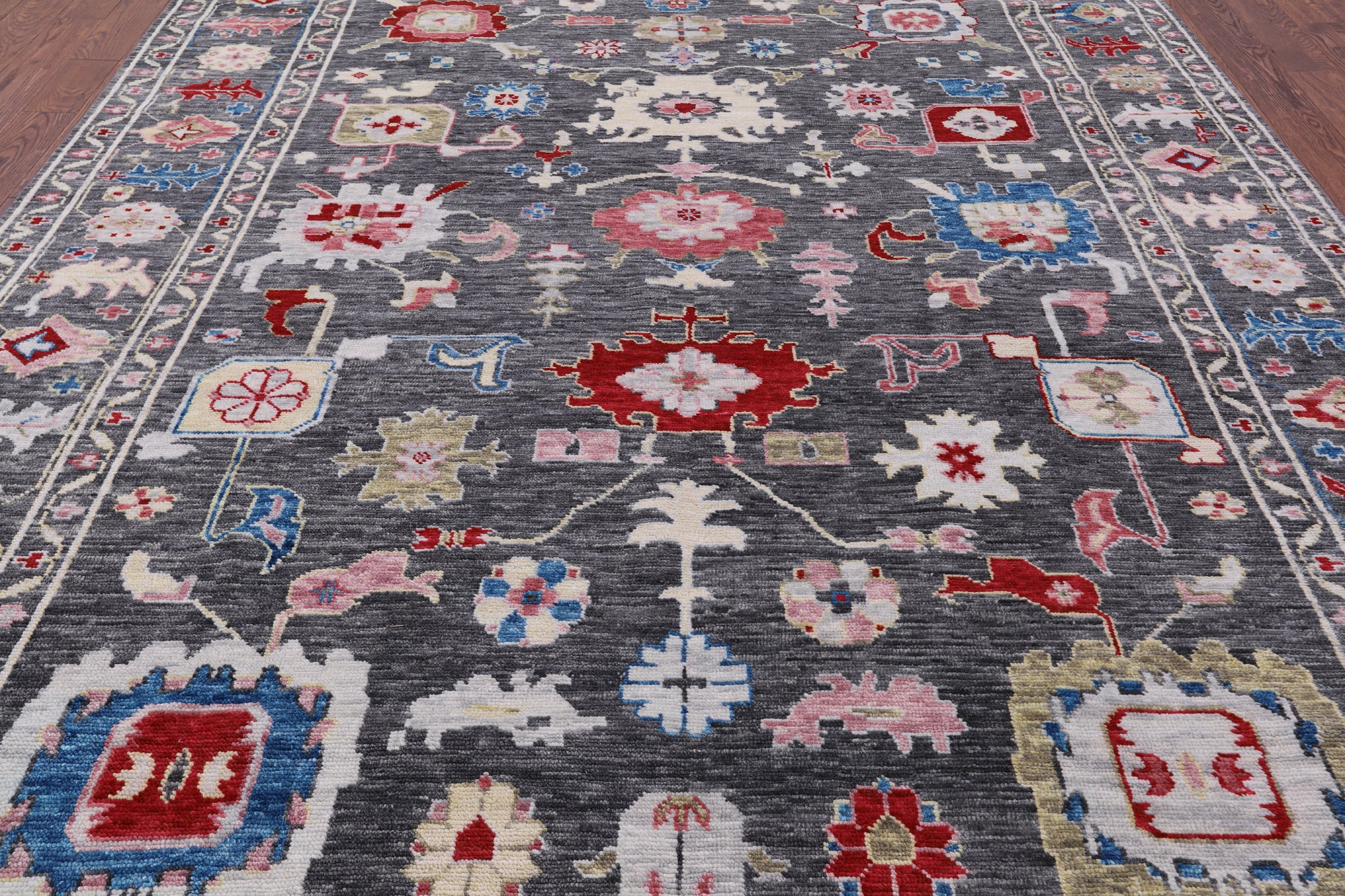 Grey Turkish Oushak Hand Knotted Wool Rug - 9' 1" X 12' 5" - Golden Nile