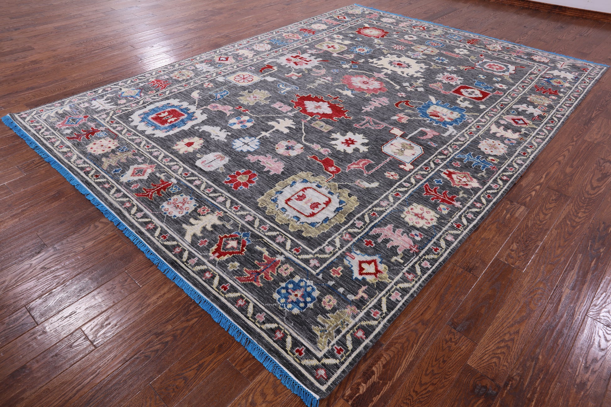 Grey Turkish Oushak Hand Knotted Wool Rug - 9' 1" X 12' 5" - Golden Nile