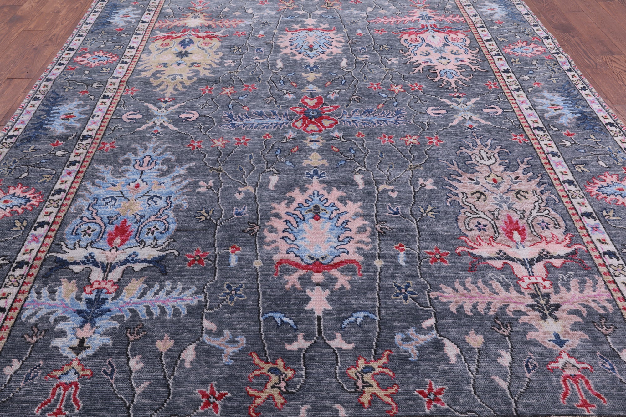 Grey Turkish Oushak Hand Knotted Wool Rug - 9' 0" X 12' 2" - Golden Nile