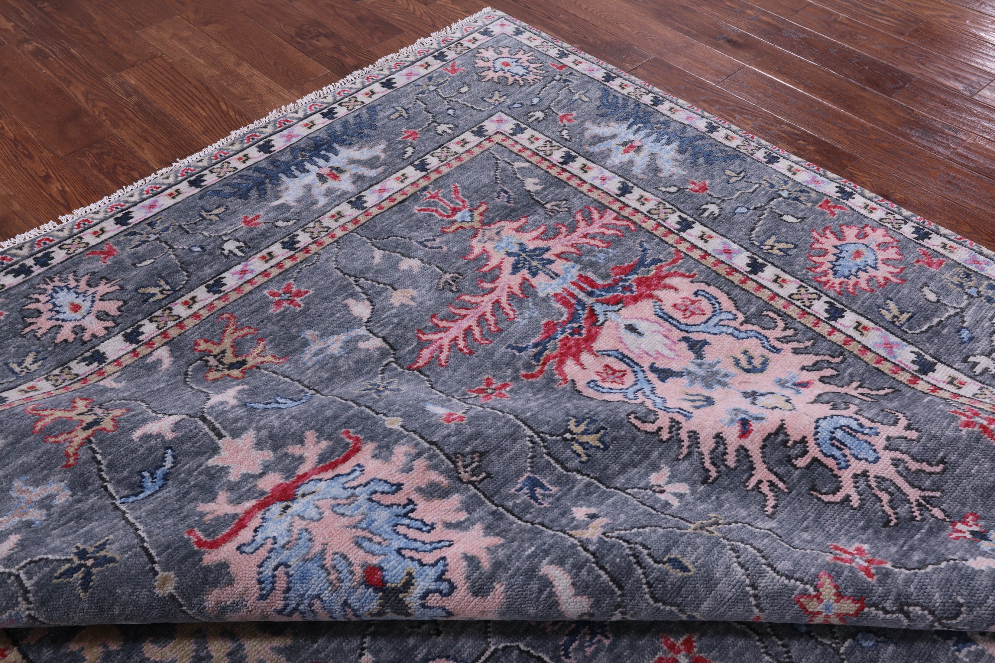 Grey Turkish Oushak Hand Knotted Wool Rug - 9' 0" X 12' 2" - Golden Nile