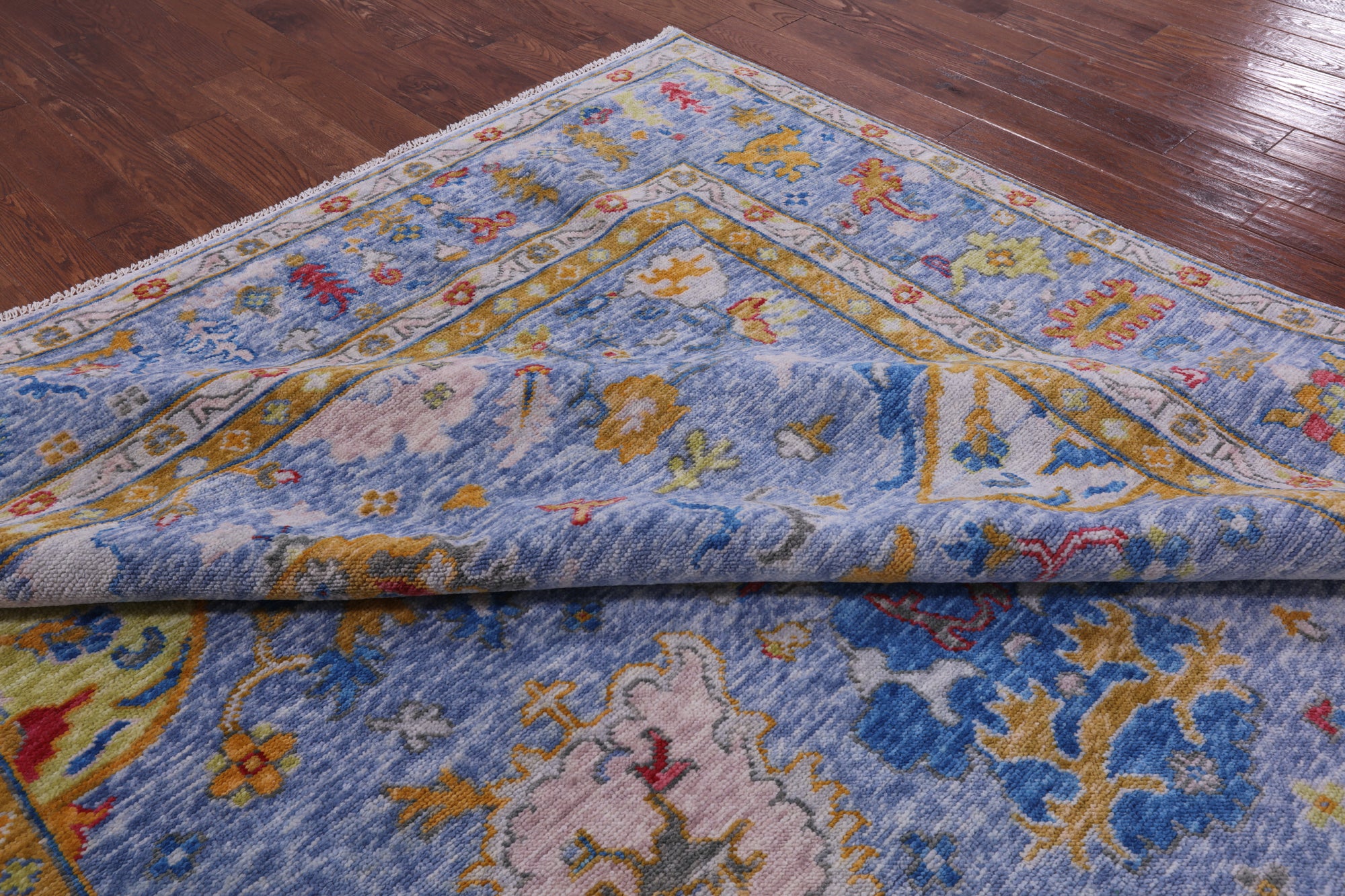 Blue Turkish Oushak Handmade Wool Rug - 9' 4" X 12' 0" - Golden Nile