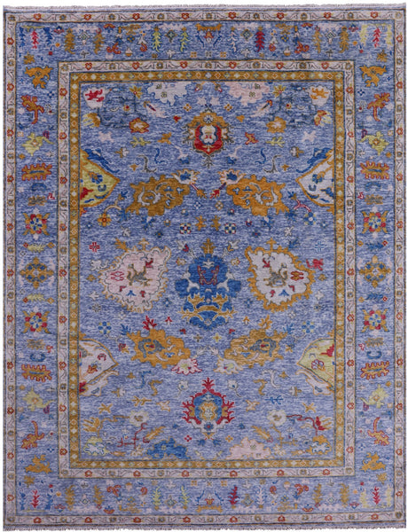 Blue Turkish Oushak Handmade Wool Rug - 9' 4" X 12' 0" - Golden Nile