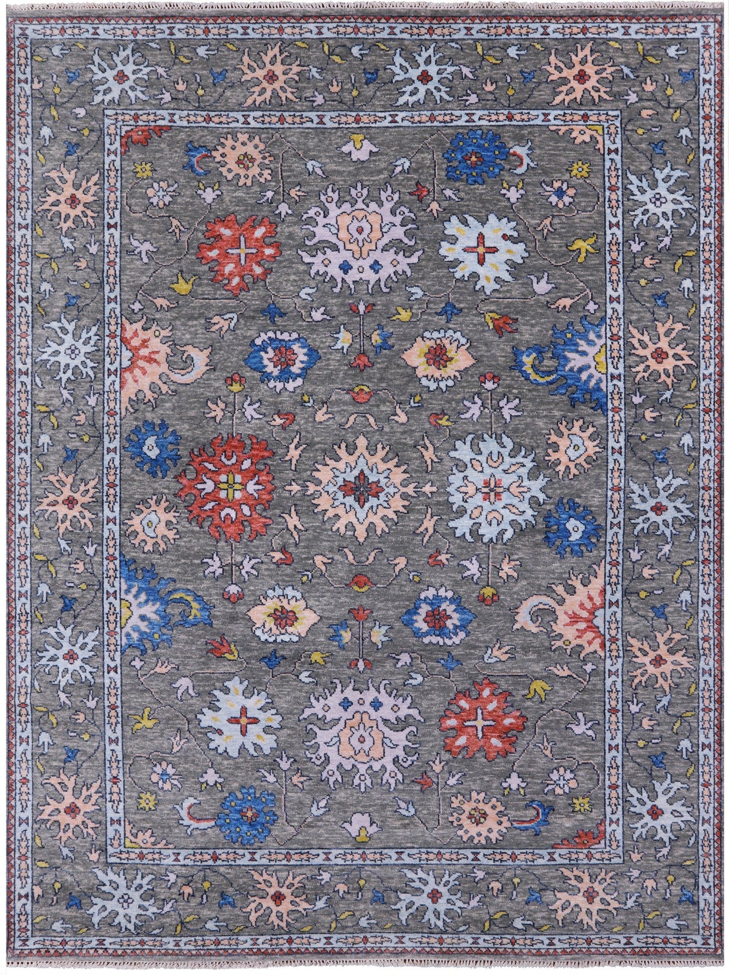 Grey Turkish Oushak Hand Knotted Wool Rug - 9' 0" X 11' 10" - Golden Nile