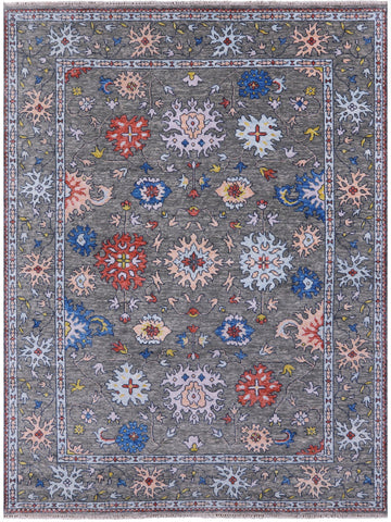 Grey Turkish Oushak Hand Knotted Wool Rug - 9' 0