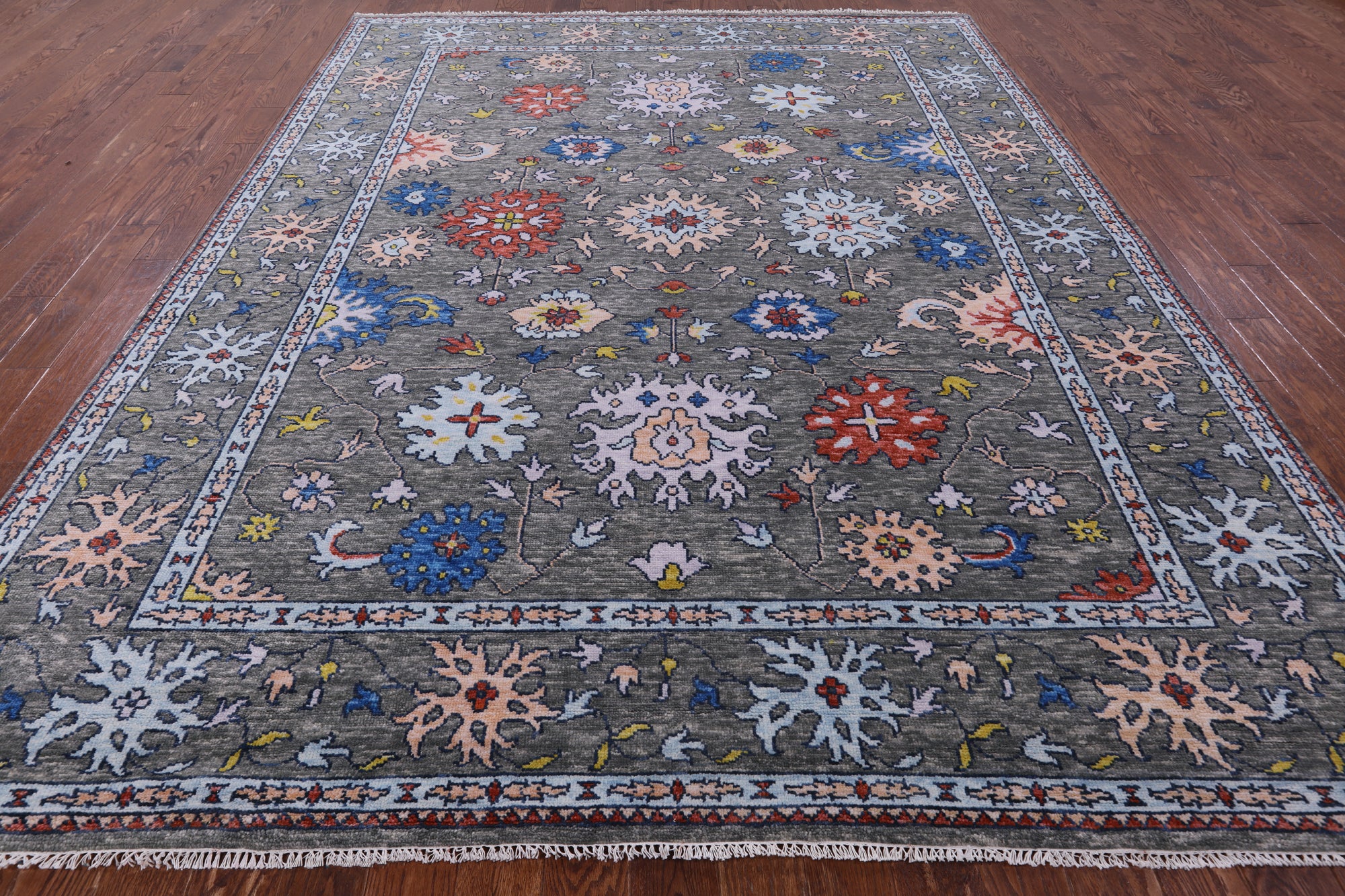Grey Turkish Oushak Hand Knotted Wool Rug - 9' 0" X 11' 10" - Golden Nile