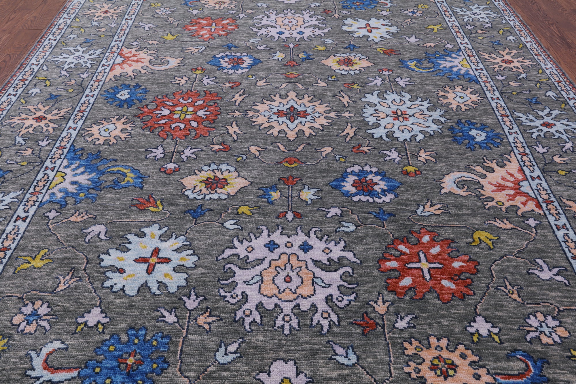 Grey Turkish Oushak Hand Knotted Wool Rug - 9' 0" X 11' 10" - Golden Nile