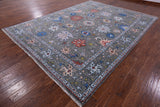 Grey Turkish Oushak Hand Knotted Wool Rug - 9' 0" X 11' 10" - Golden Nile
