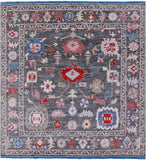 Grey Square Turkish Oushak Hand Knotted Wool Rug - 9' 4" X 9' 8" - Golden Nile
