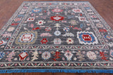 Grey Square Turkish Oushak Hand Knotted Wool Rug - 9' 4" X 9' 8" - Golden Nile