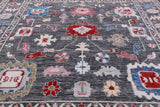 Grey Square Turkish Oushak Hand Knotted Wool Rug - 9' 4" X 9' 8" - Golden Nile