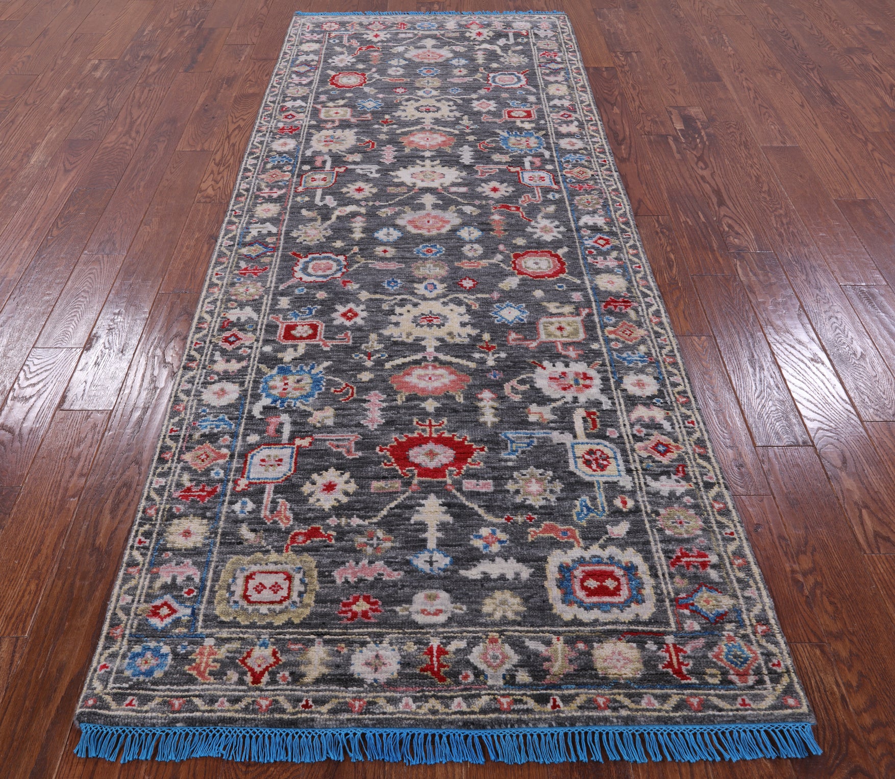 Grey Turkish Oushak Handmade Wool Runner Rug - 3' 11" X 9' 11" - Golden Nile