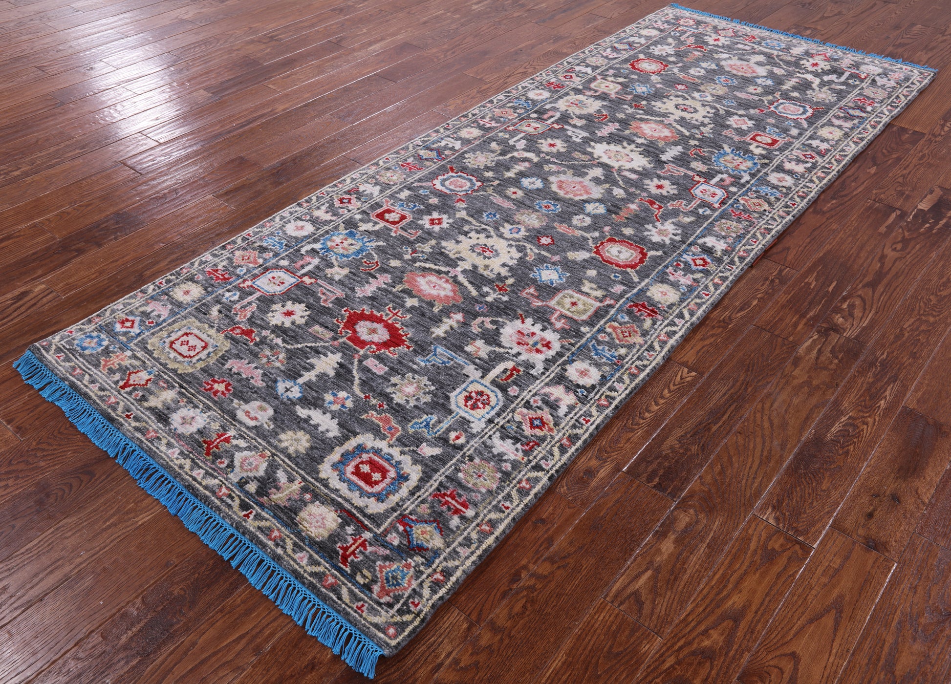 Grey Turkish Oushak Handmade Wool Runner Rug - 3' 11" X 9' 11" - Golden Nile