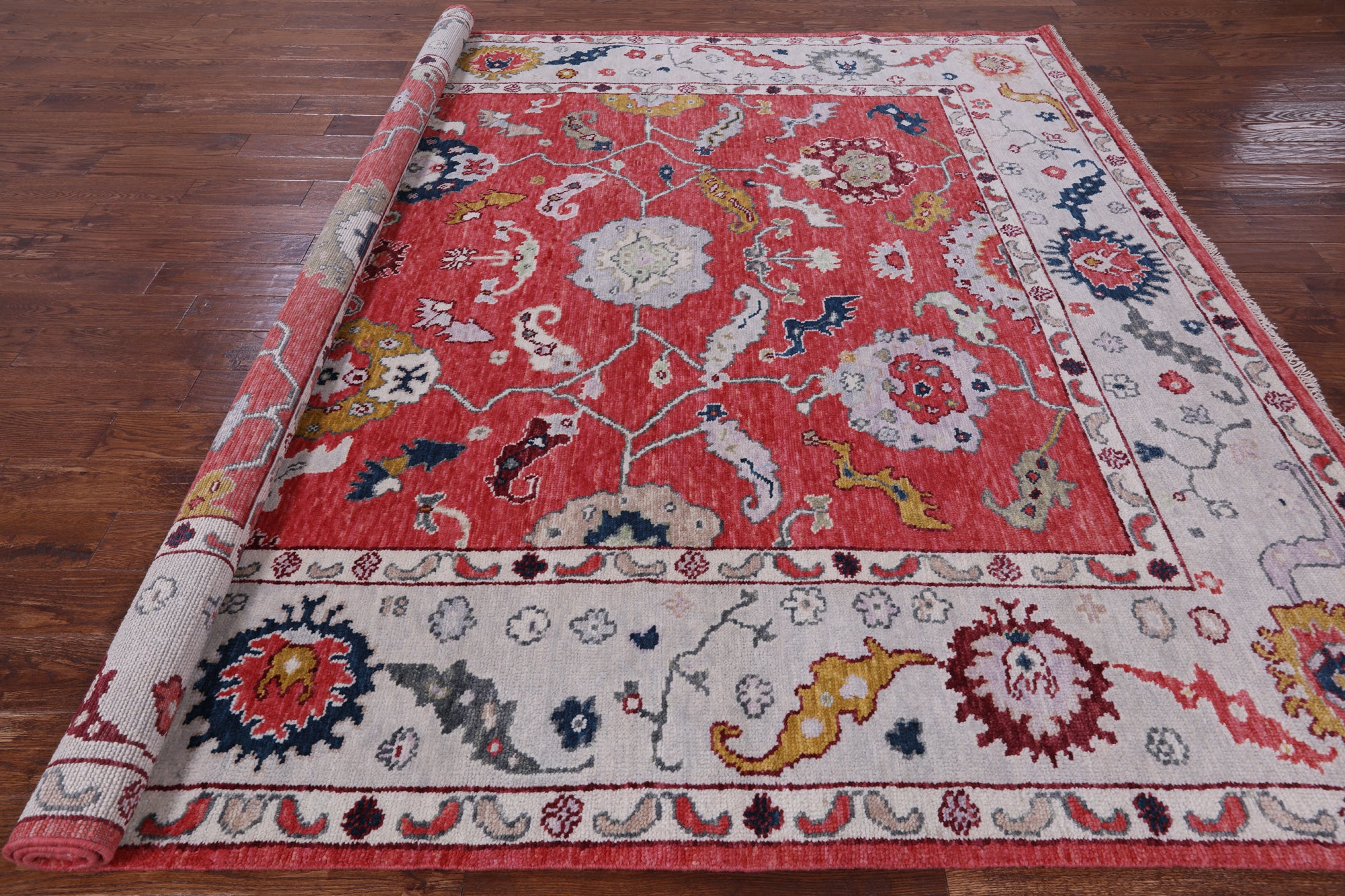 Square Turkish Oushak Hand Knotted Wool Rug - 9' 0" X 9' 0" - Golden Nile