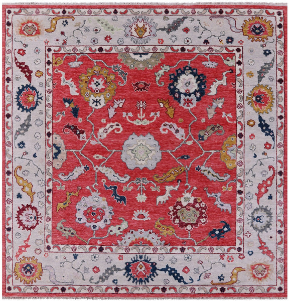 Square Turkish Oushak Hand Knotted Wool Rug - 9' 0" X 9' 0" - Golden Nile